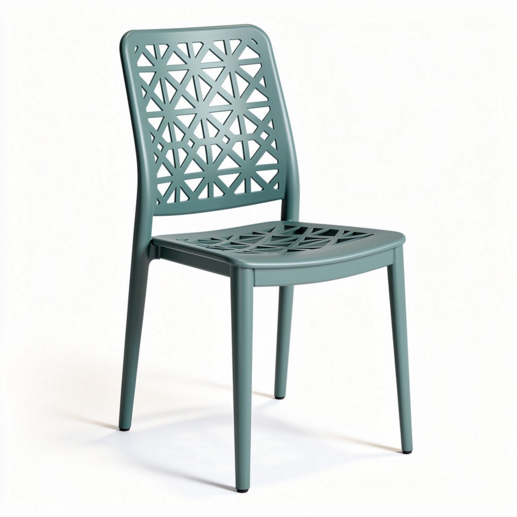 Plastic dining chair with geometric design in teal color 45 x 45 x 85cm