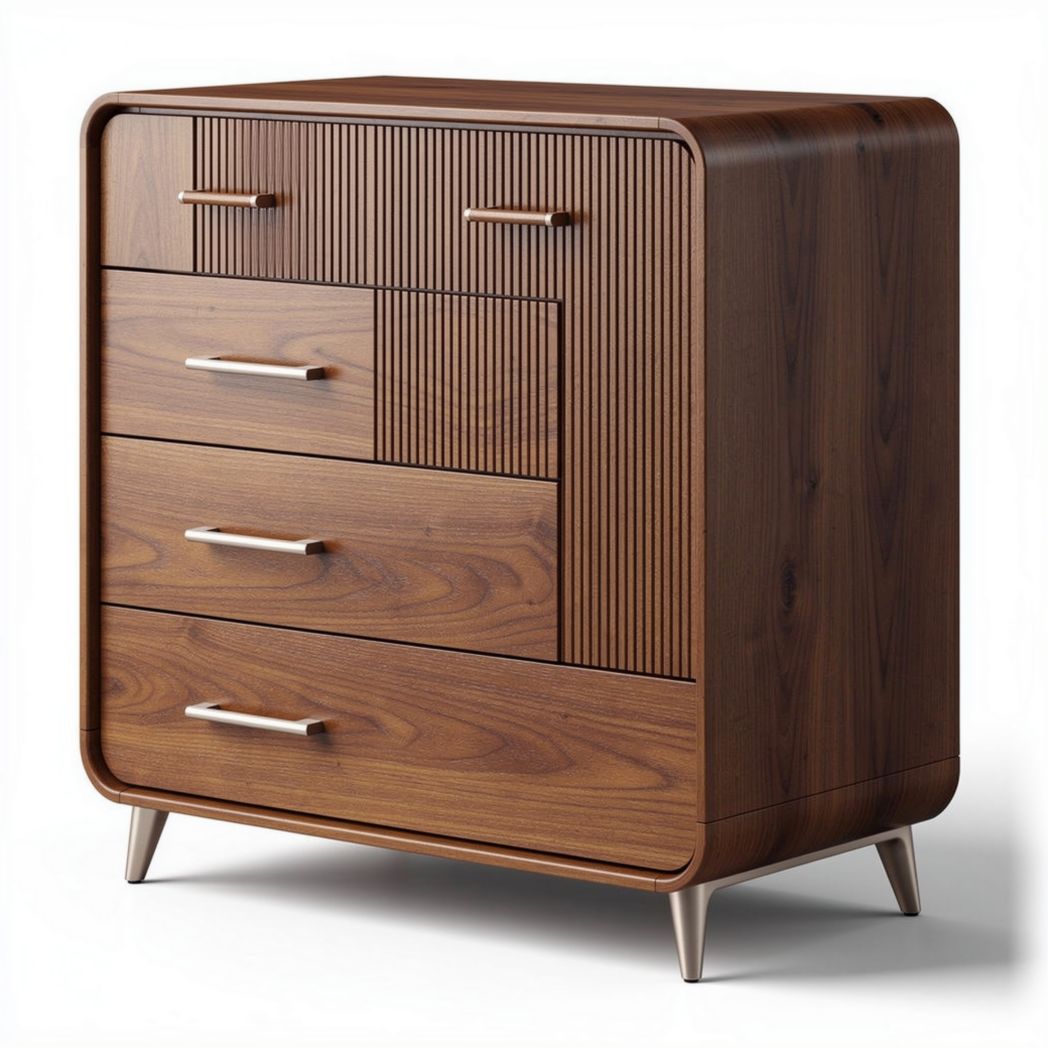 Wooden storage chest with four drawers and modern design 80 x 40 x 80cm