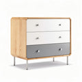 Three-drawer wooden storage chest in natural oak and gray finish 80 x 40 x 75cm