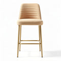 Barstool with gold metal legs fabric seat in beige color 45 x 45 x 100cm