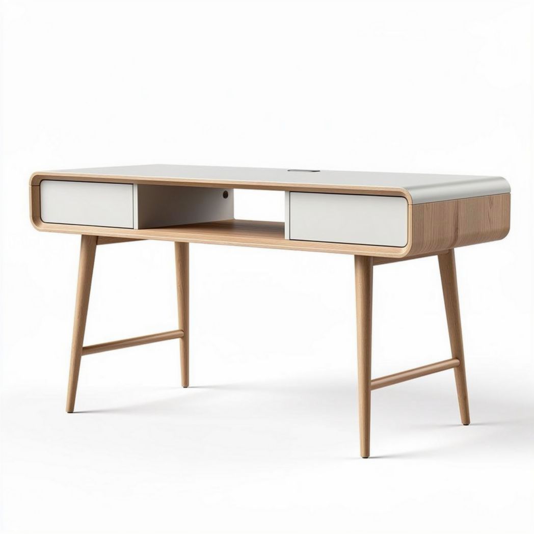 Wooden desk with white drawers 120 x 60 x 75cm suitable for home office