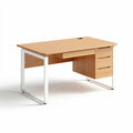 Wooden office desk with three drawers 120 x 60 x 75cm in light brown