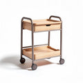 Wooden rolling cart with drawer and tray 60 x 40 x 75cm for storage and organization