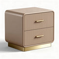 Modern nightstand with two drawers in beige and gold accents 50 x 40 x 45cm
