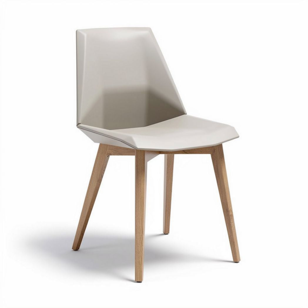 Modern geometric dining chair with upholstered seat and wooden legs 45 x 50 x 85cm