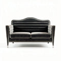 Black leather loveseat with chrome legs dimensions 180 x 80 x 75cm