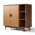 Oak wood storage cabinet for living room with two doors and drawer 90 x 60 x 120cm